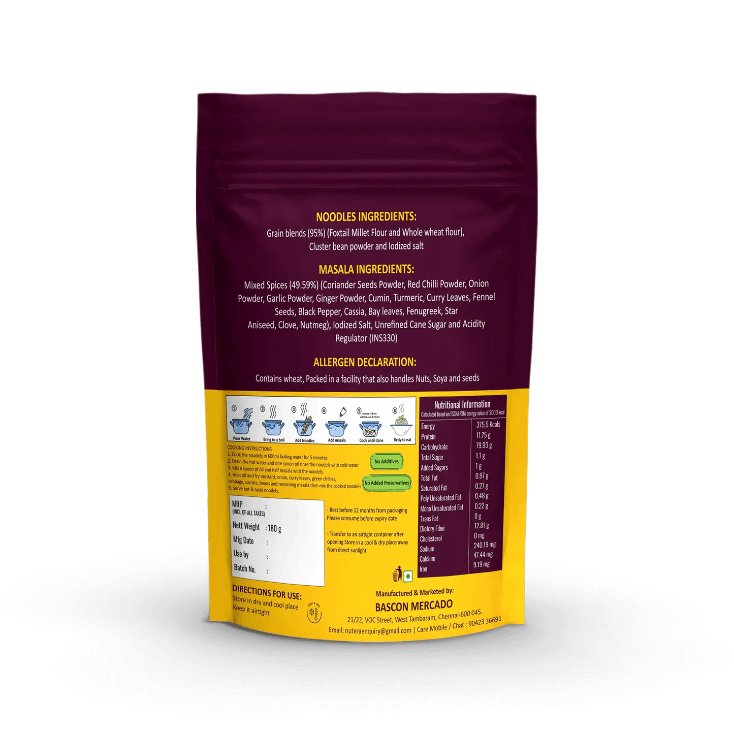 Foxtail Millet Noodles Nutera Organic