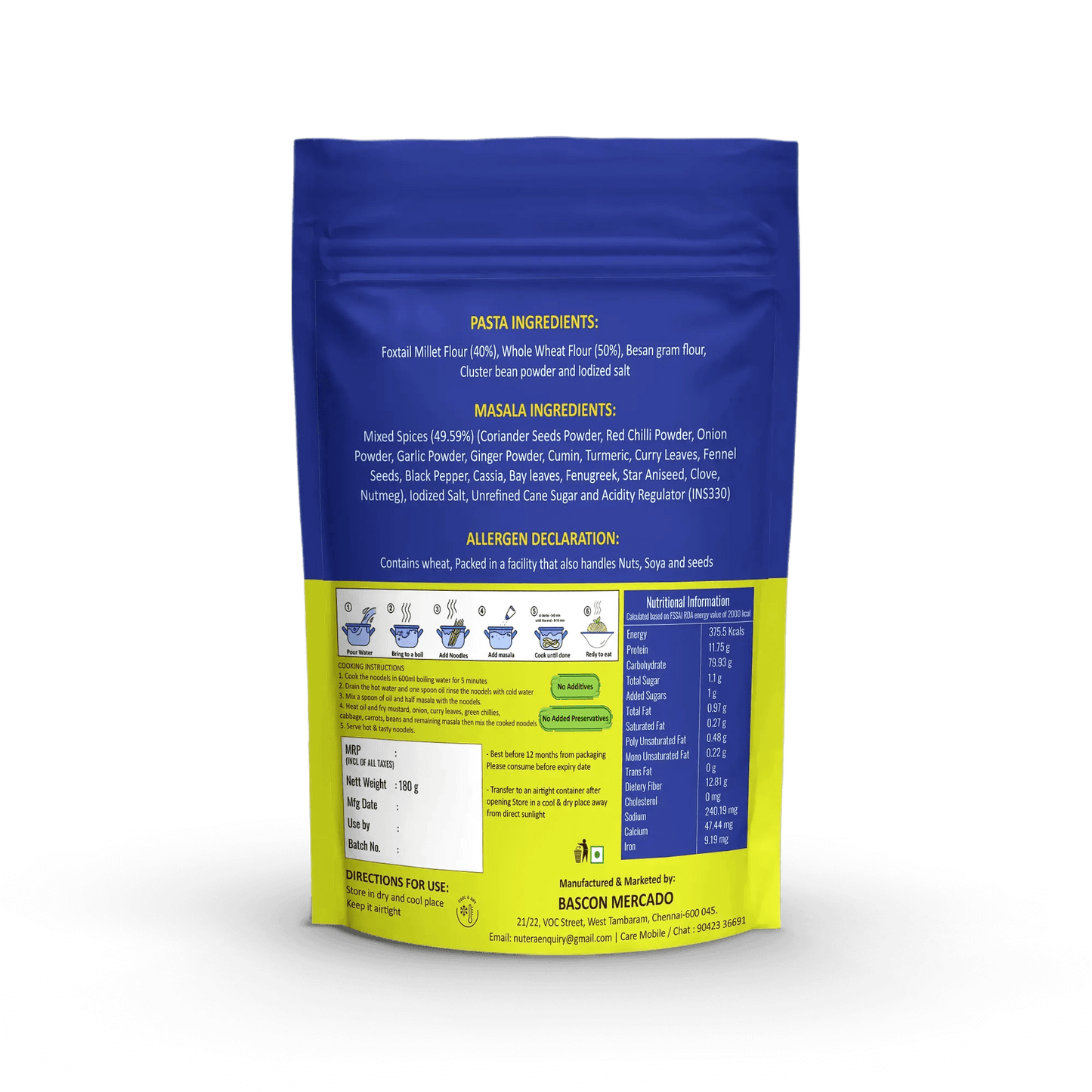 Foxtail Millet Pasta Nutera Organic