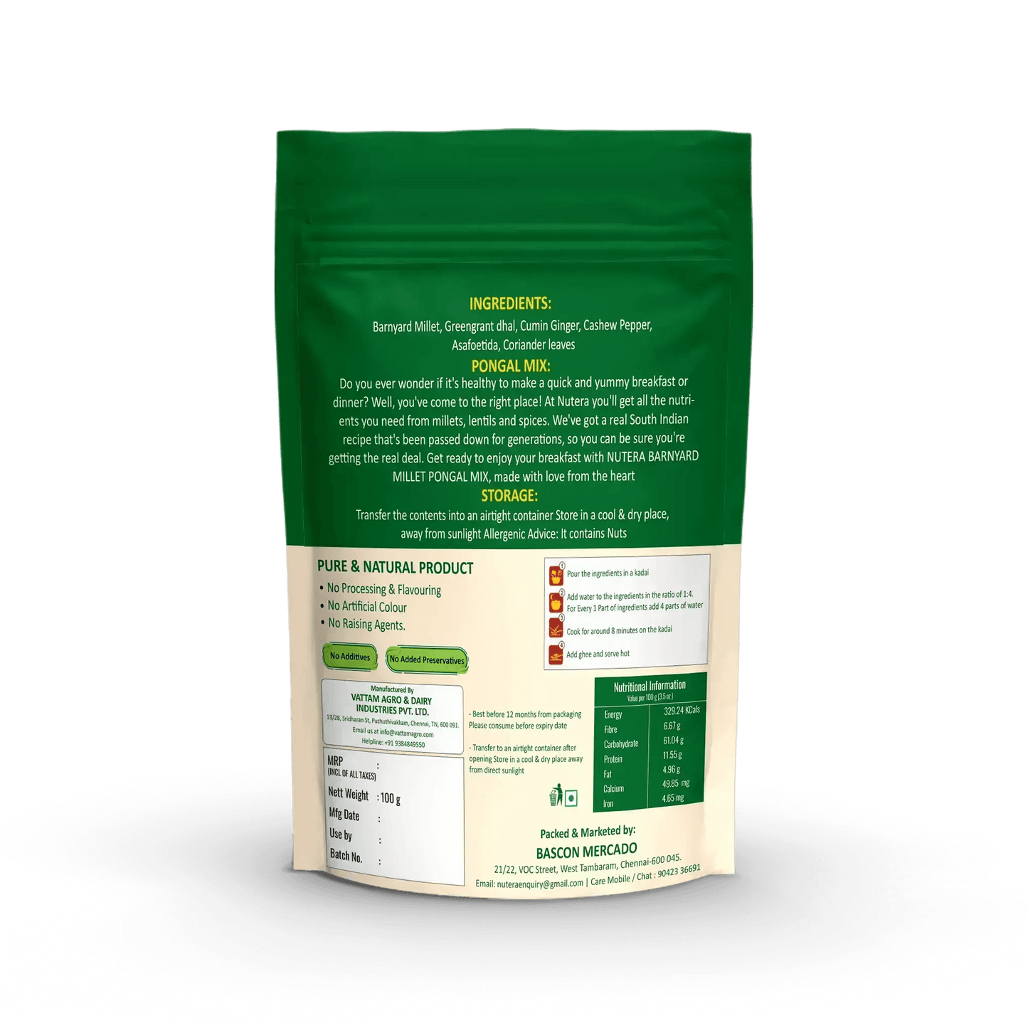 Barnyard Millet Pongal Mix Nutera