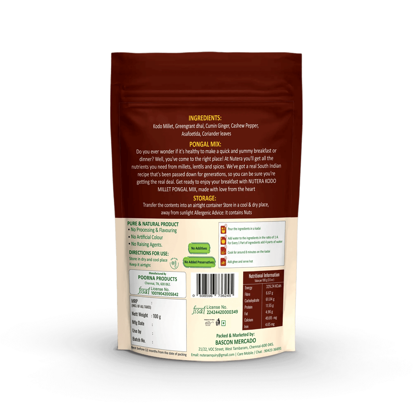 Kodo Millet Pongal Mix Nutera Organic